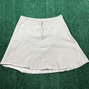 Ralph Lauren A-Line Fleece Drawstring Skirt Womens Large Heathered Oatmeal 90s